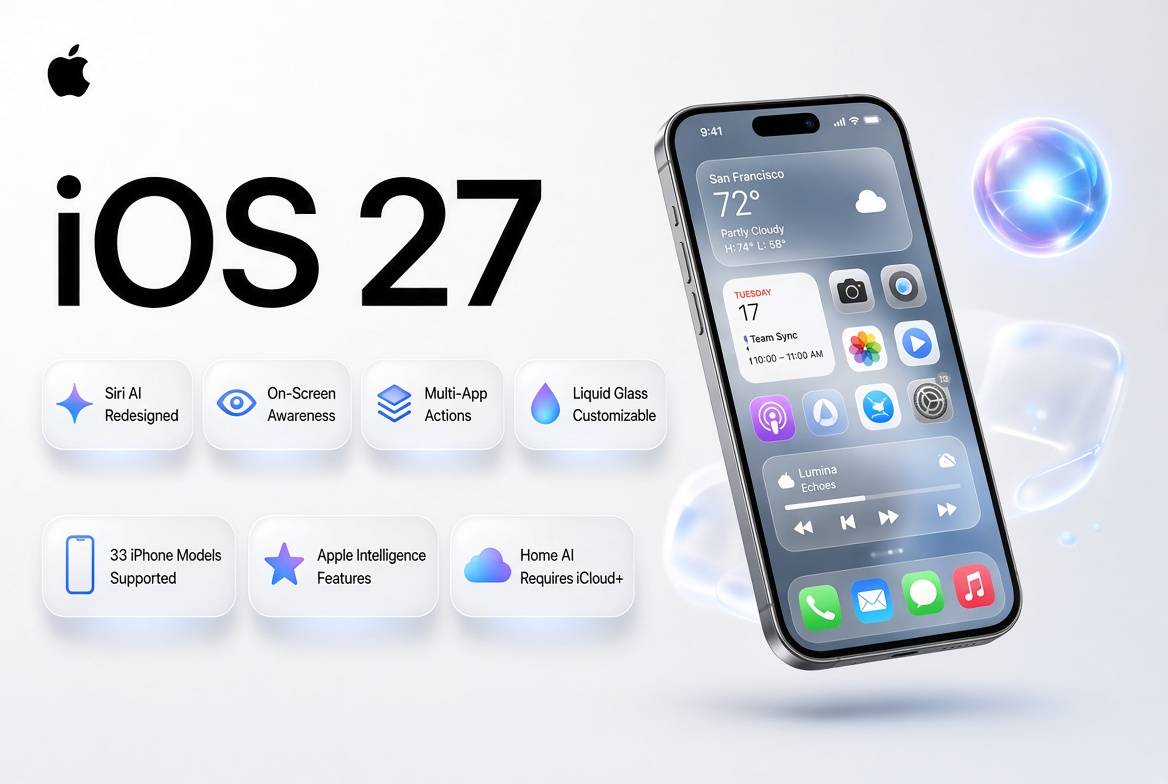 iOS ۲۷ منتشر شد؛ Siri AI، طراحی Liquid Glass و جنجال اشتراک iCloud+