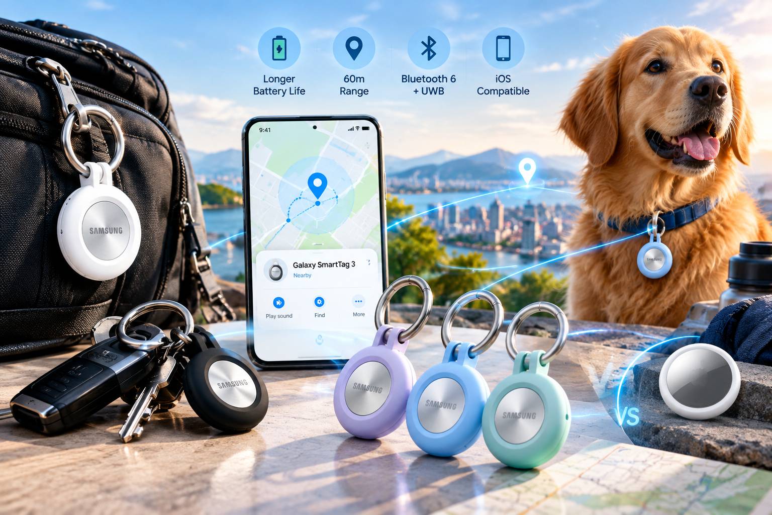 سامسونگ با SmartTag 3 به دنبال بازار آیفون؛ ردیابی ۵۵۰ روزه با باتری CR2032