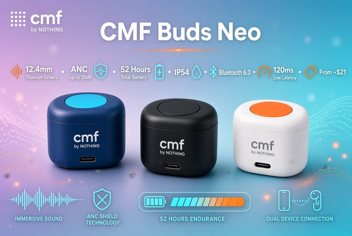 CMF Buds Neo با ۵۲ ساعت شارژدهی و قیمت ۲۱ دلار معرفی شد