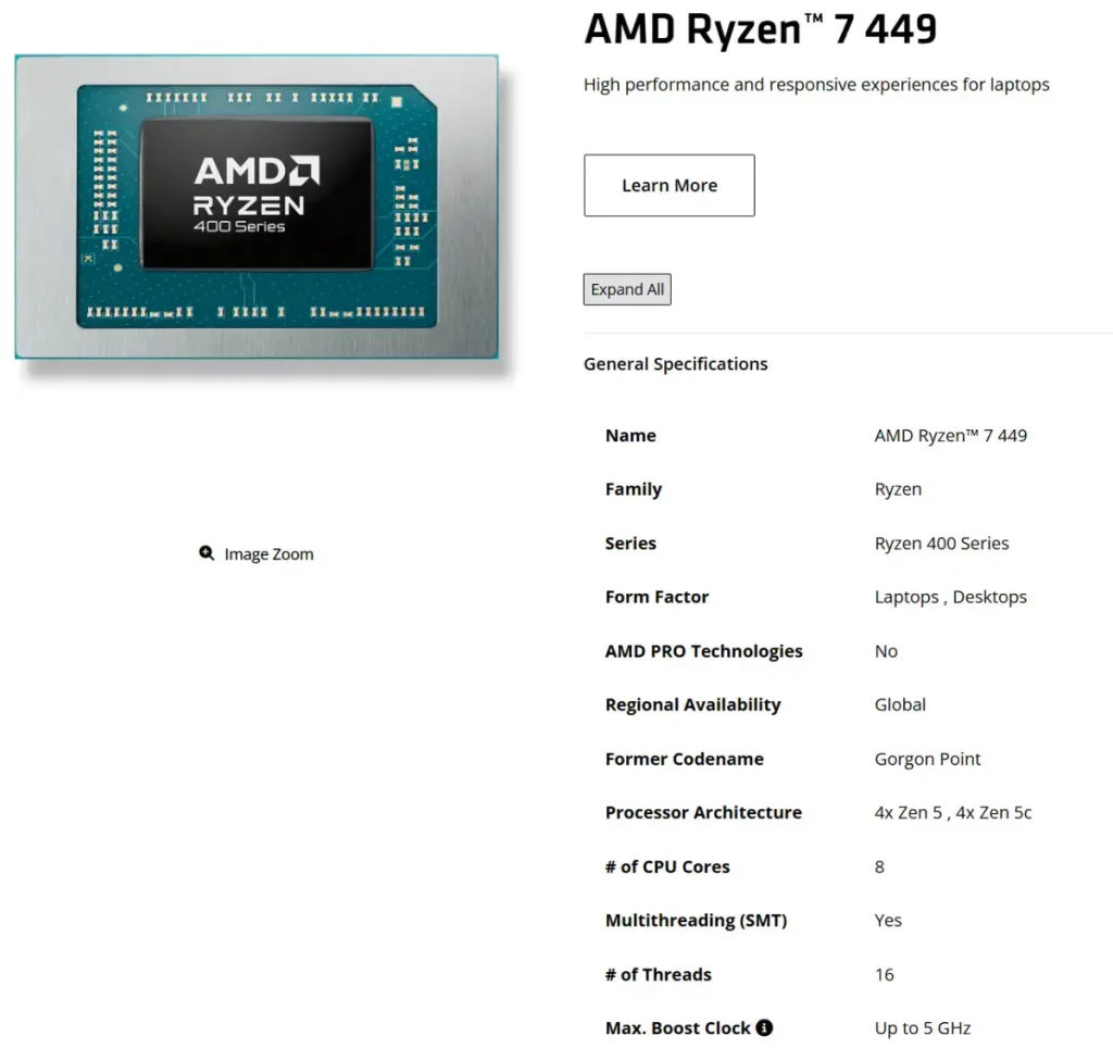 پردازنده‌های بدون واحد پردازش عصبی Ryzen 7 449 و Ryzen 5 439 معرفی شدند؛ AMD به سراغ لپ‌تاپ‌های ارزان‌تر می‌رود