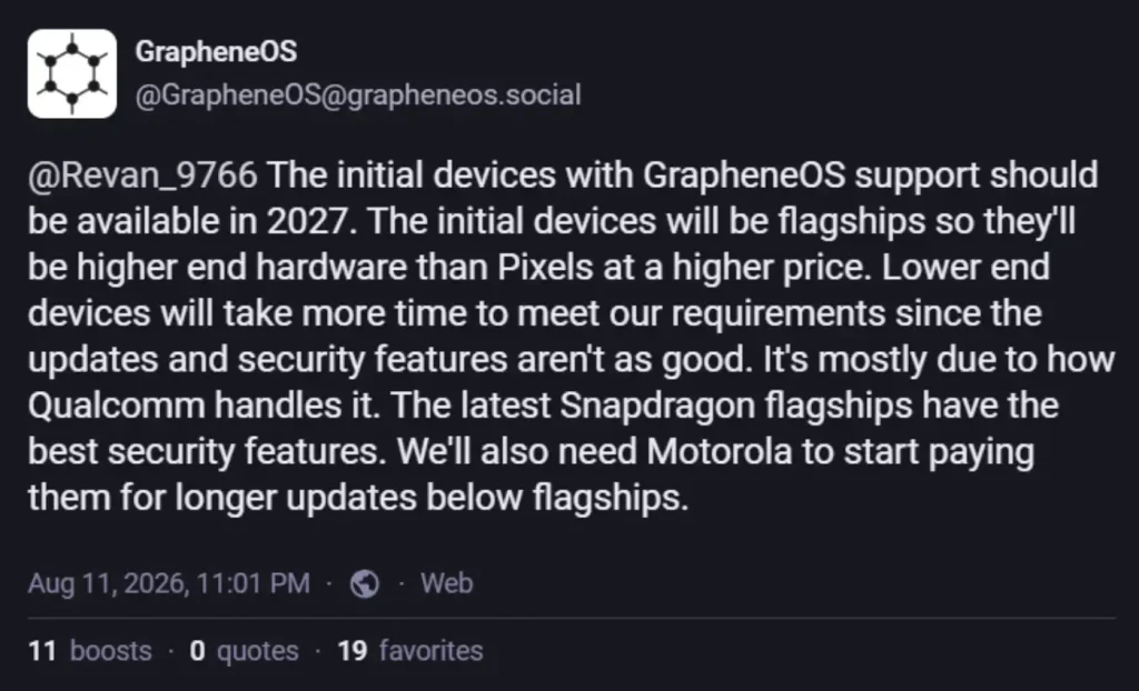 سیستم‌عامل GrapheneOS سال 2027 به گوشی‌های موتورولا می‌آید؛ پرچم‌داران در اولویت هستند