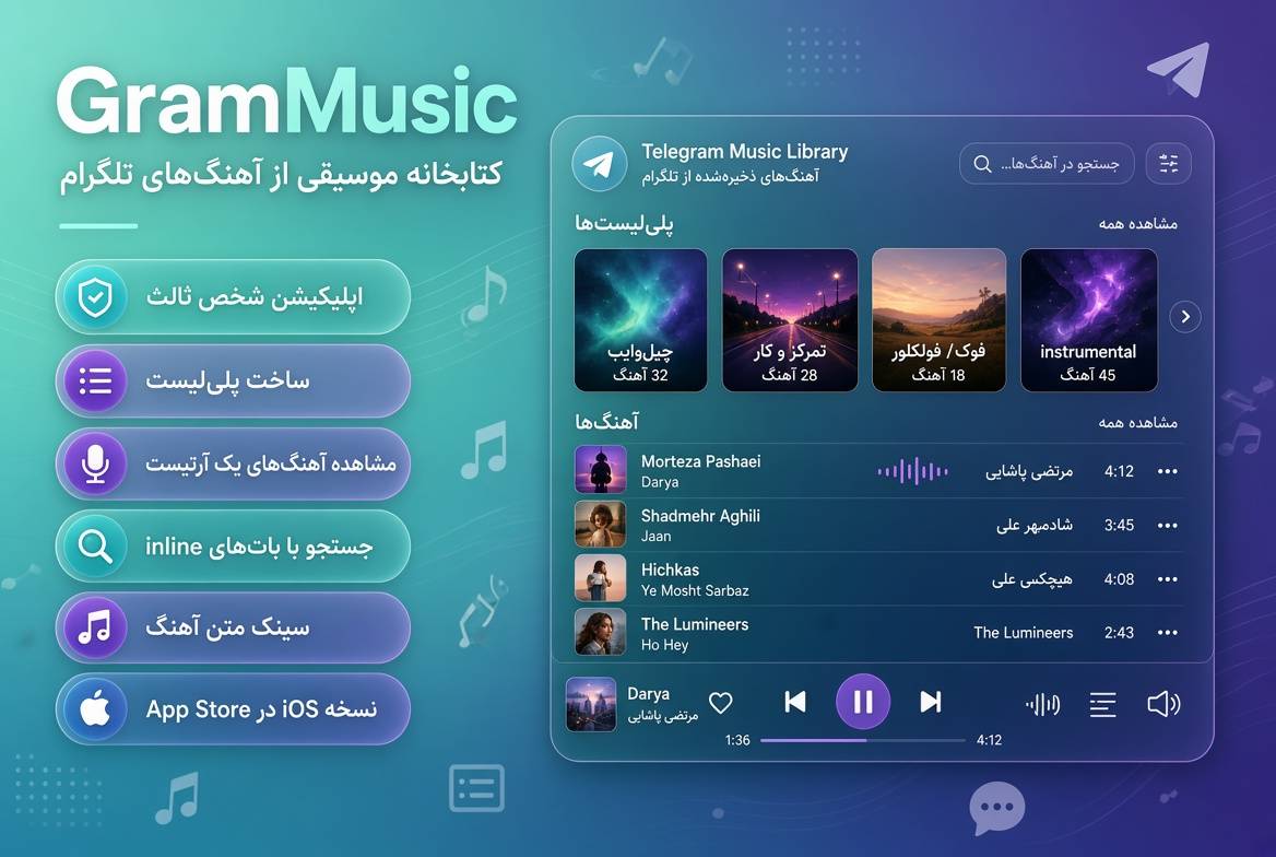 GramMusic؛ اپلیکیشن شخص ثالثی که آهنگ‌های تلگرام را به کتابخانه تبدیل می‌کند