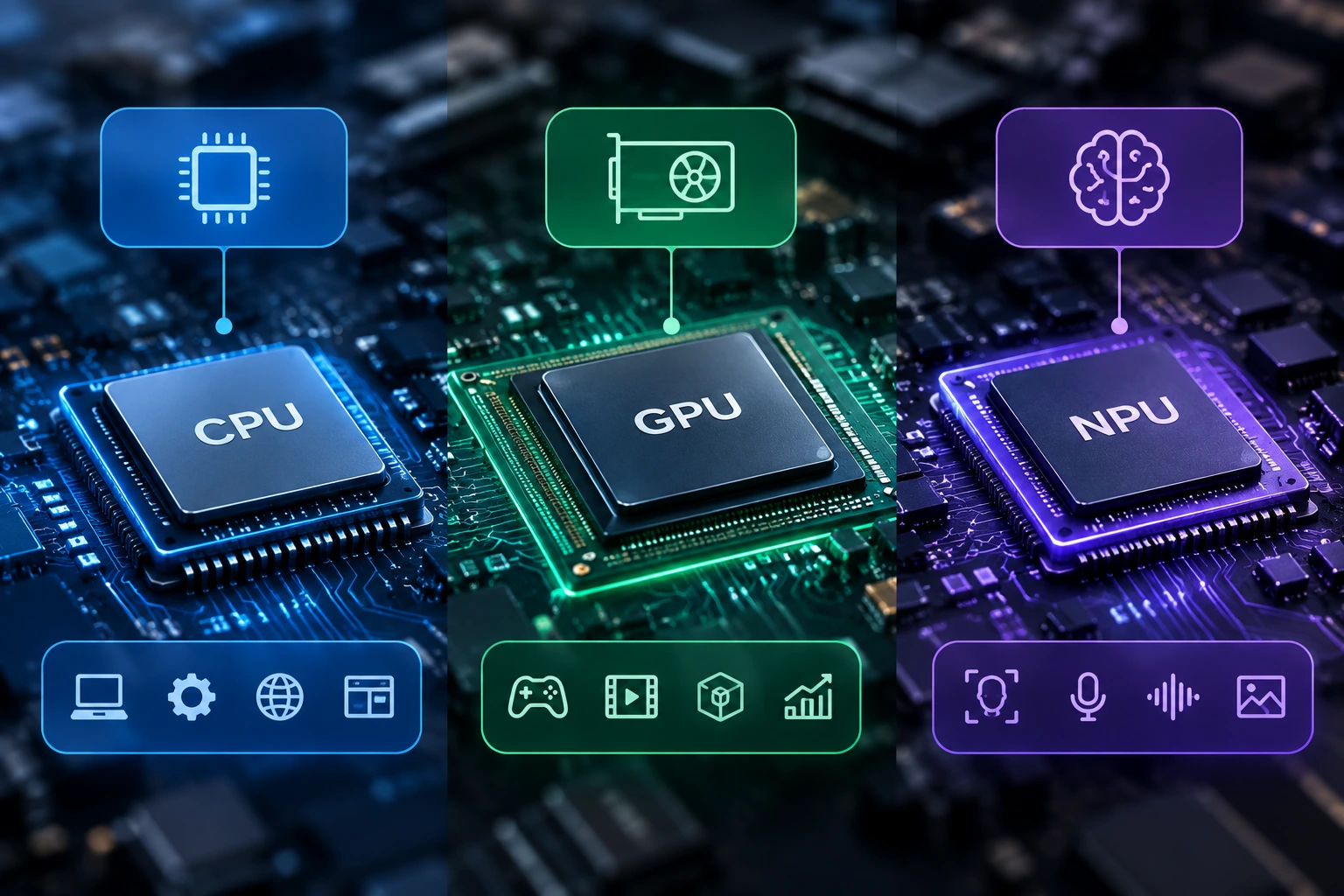 CPU، GPU و NPU چیستند و هرکدام برای چه کاری مناسب‌اند؟
