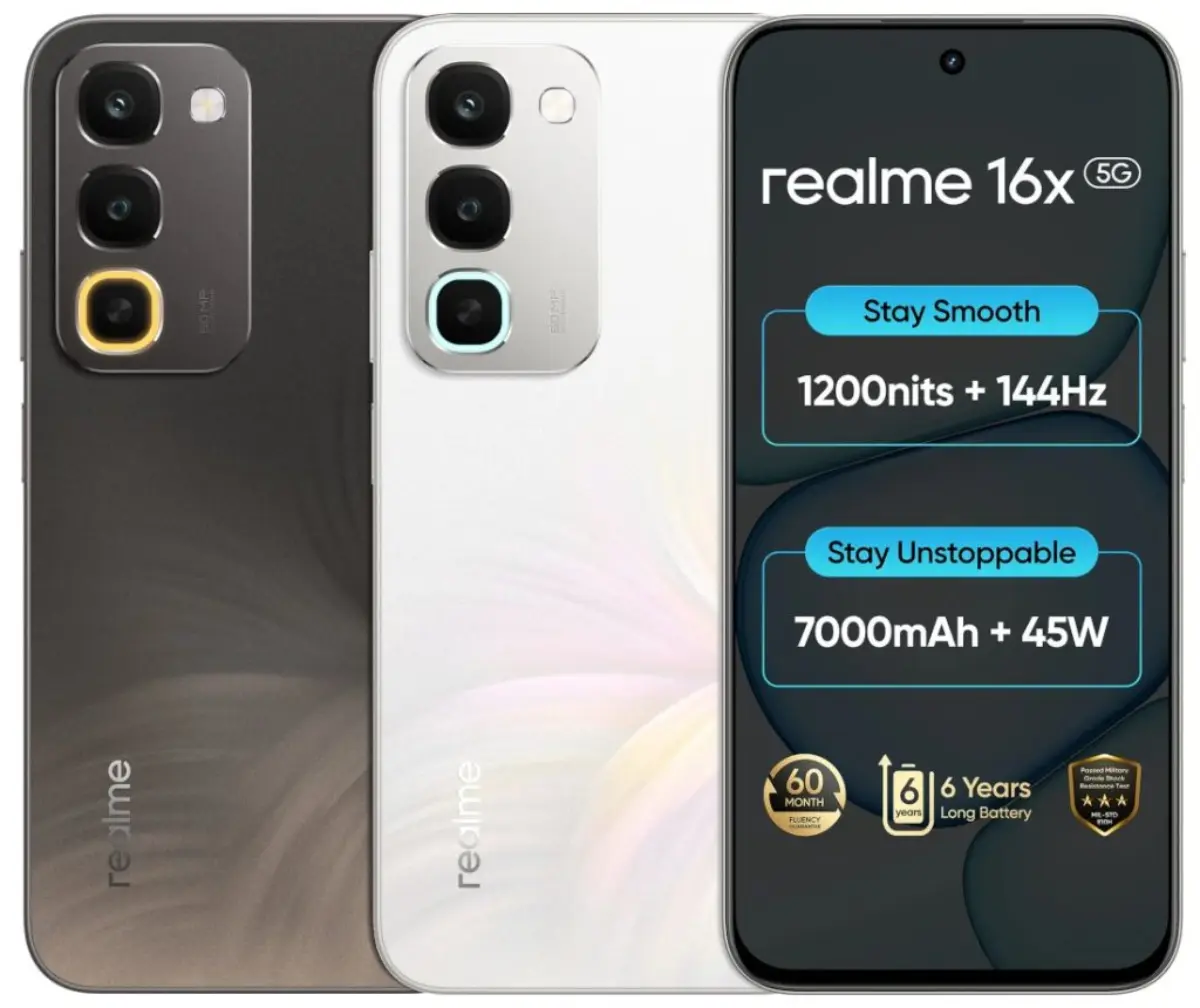 ریلمی 16x 5G معرفی شد؛ باتری 7000mAh و نمایشگر ۱۴۴ هرتزی در یک میان‌رده جدید
